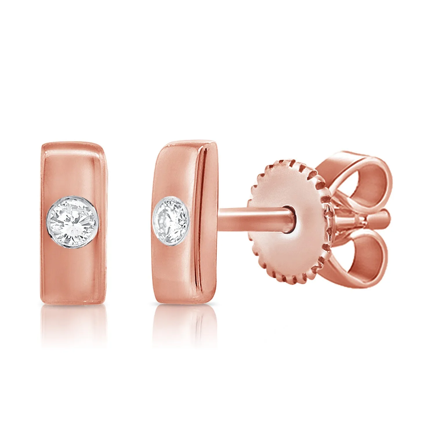 14k Gold & Diamond Stud Earrings - 0.03ct
