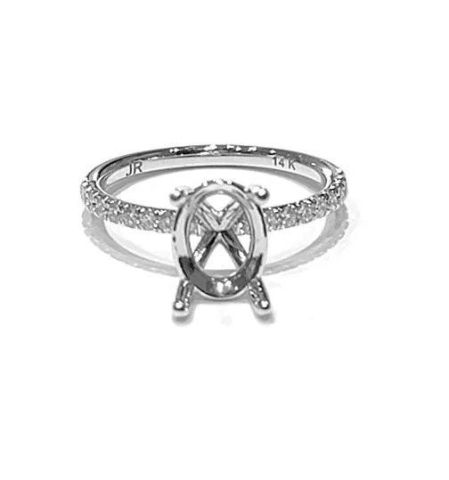 14k White Gold 0.26Ct Diamond Engagement Ring Mounting