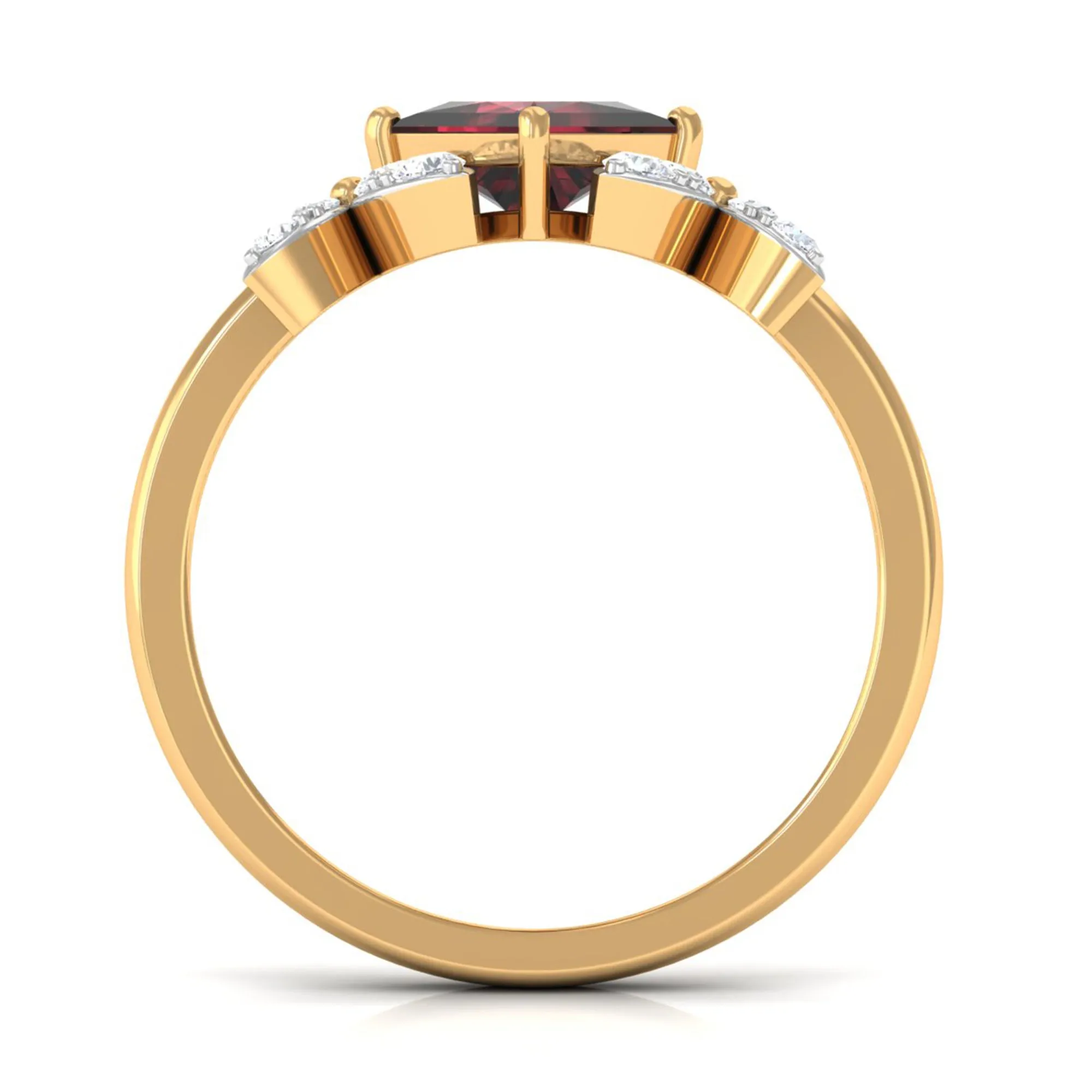 2 CT Princess Cut Garnet Flower Engagement Ring with Diamond