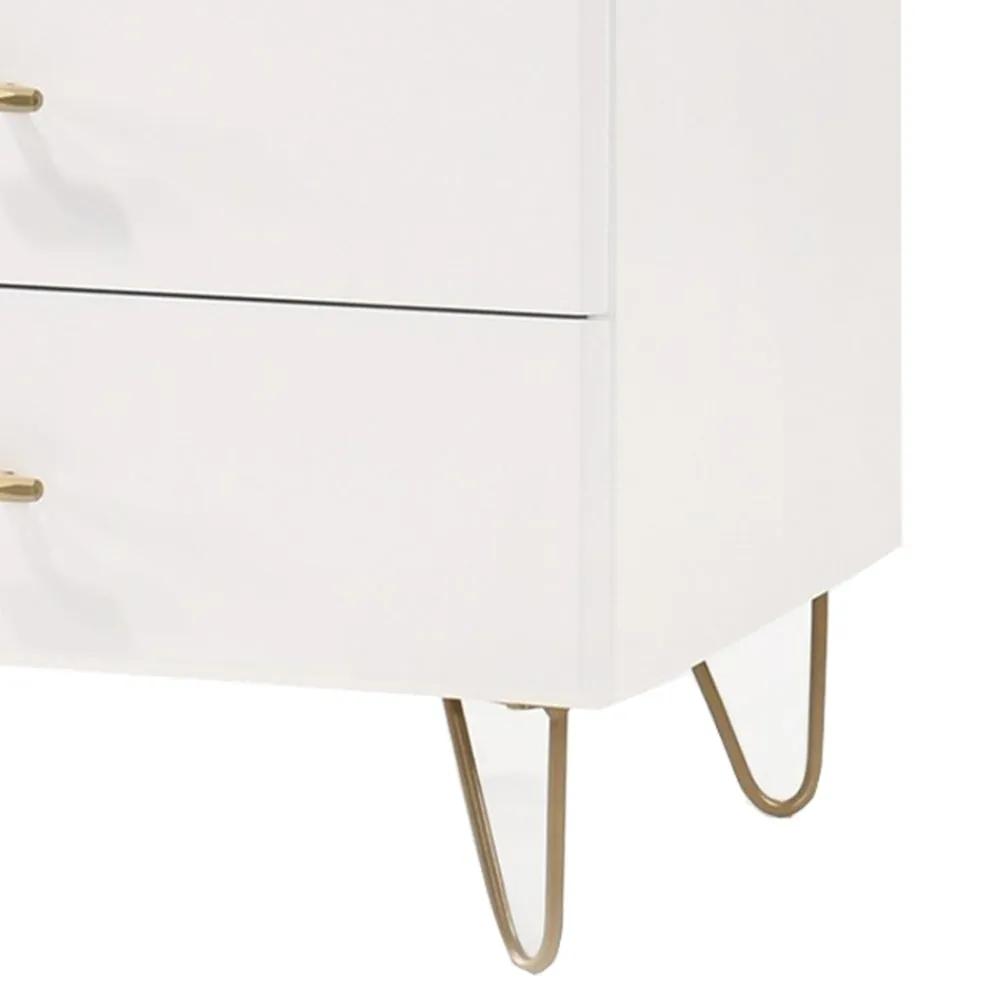 51" 6-Drawer Double Dresser with Hairpin Legs, White By Casagear Home