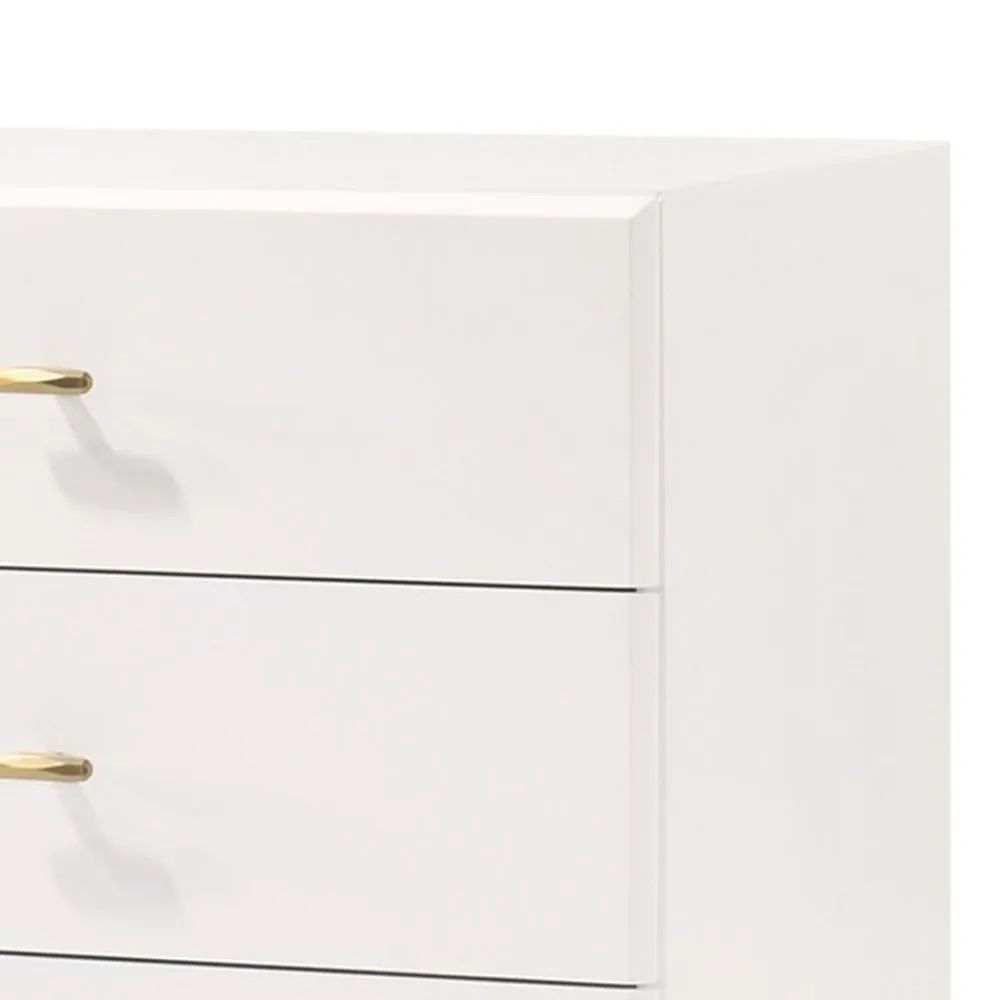 51" 6-Drawer Double Dresser with Hairpin Legs, White By Casagear Home