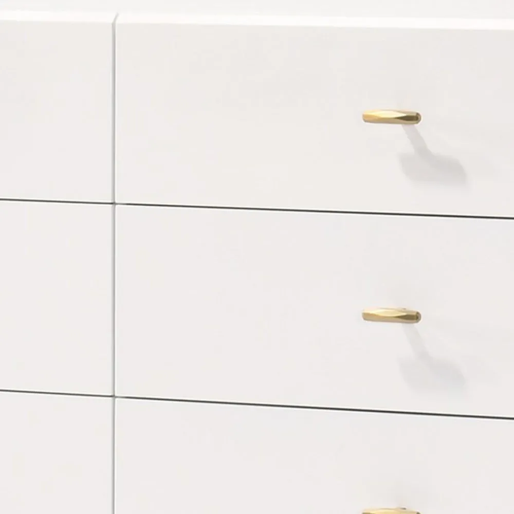 51" 6-Drawer Double Dresser with Hairpin Legs, White By Casagear Home