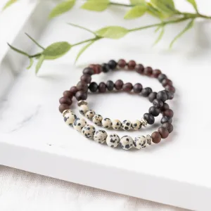 Adults | Dalmatian Jasper   Raw Cherry Amber Bracelet
