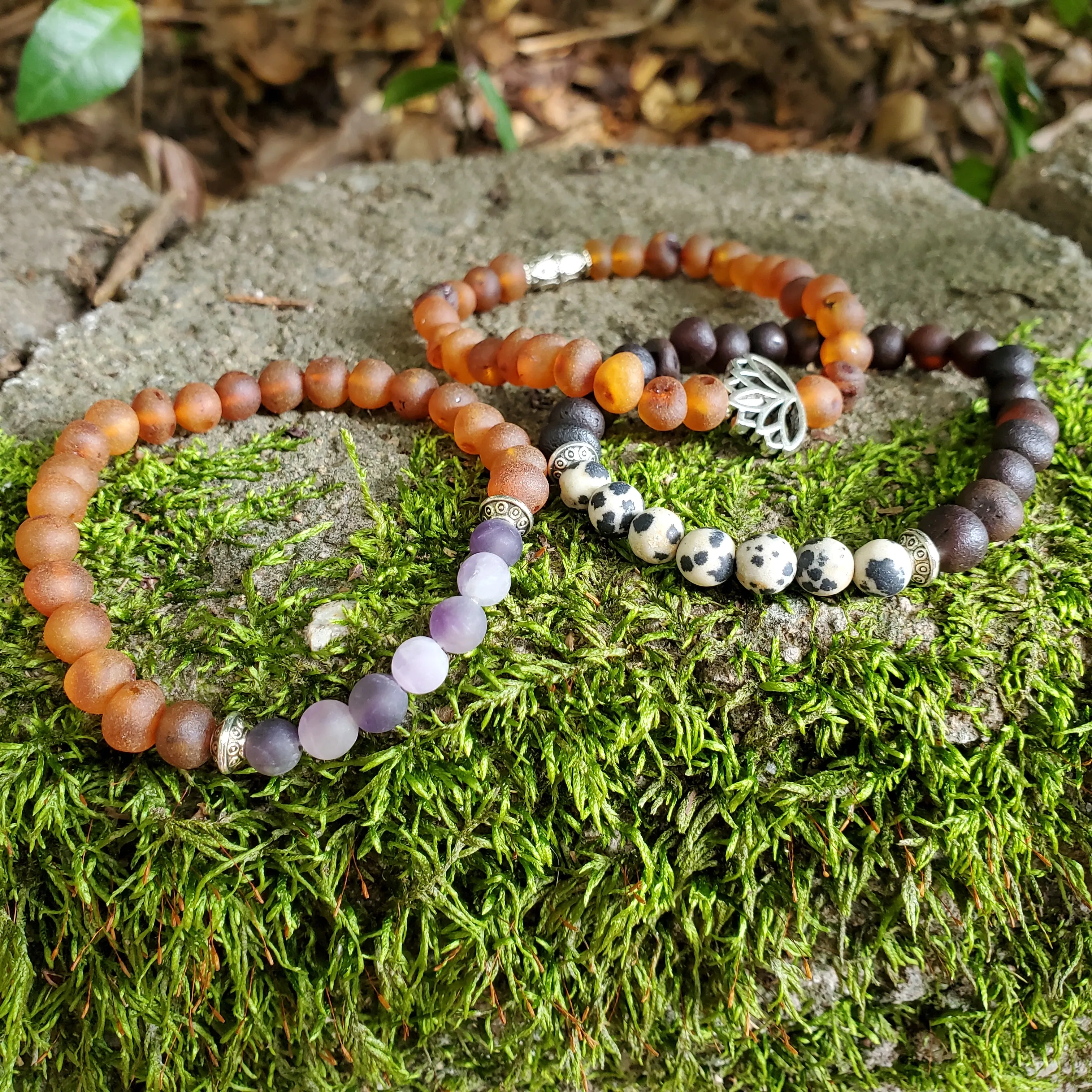 Adults | Dalmatian Jasper   Raw Cherry Aromatherapy Bracelet