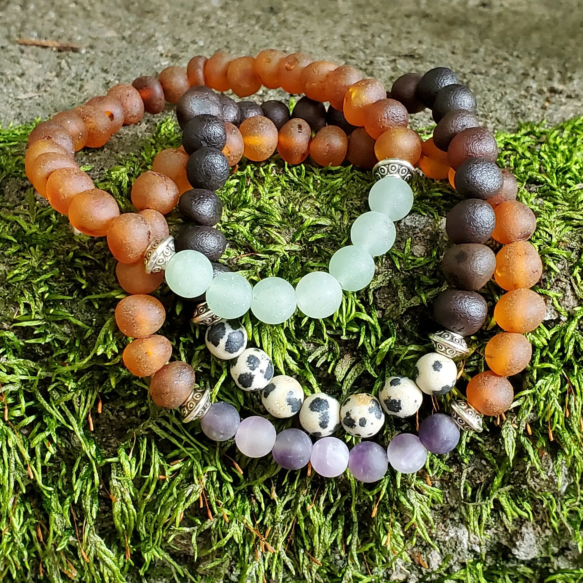 Adults | Dalmatian Jasper   Raw Cherry Aromatherapy Bracelet