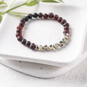 Adults | Dalmatian Jasper   Raw Cherry Aromatherapy Bracelet