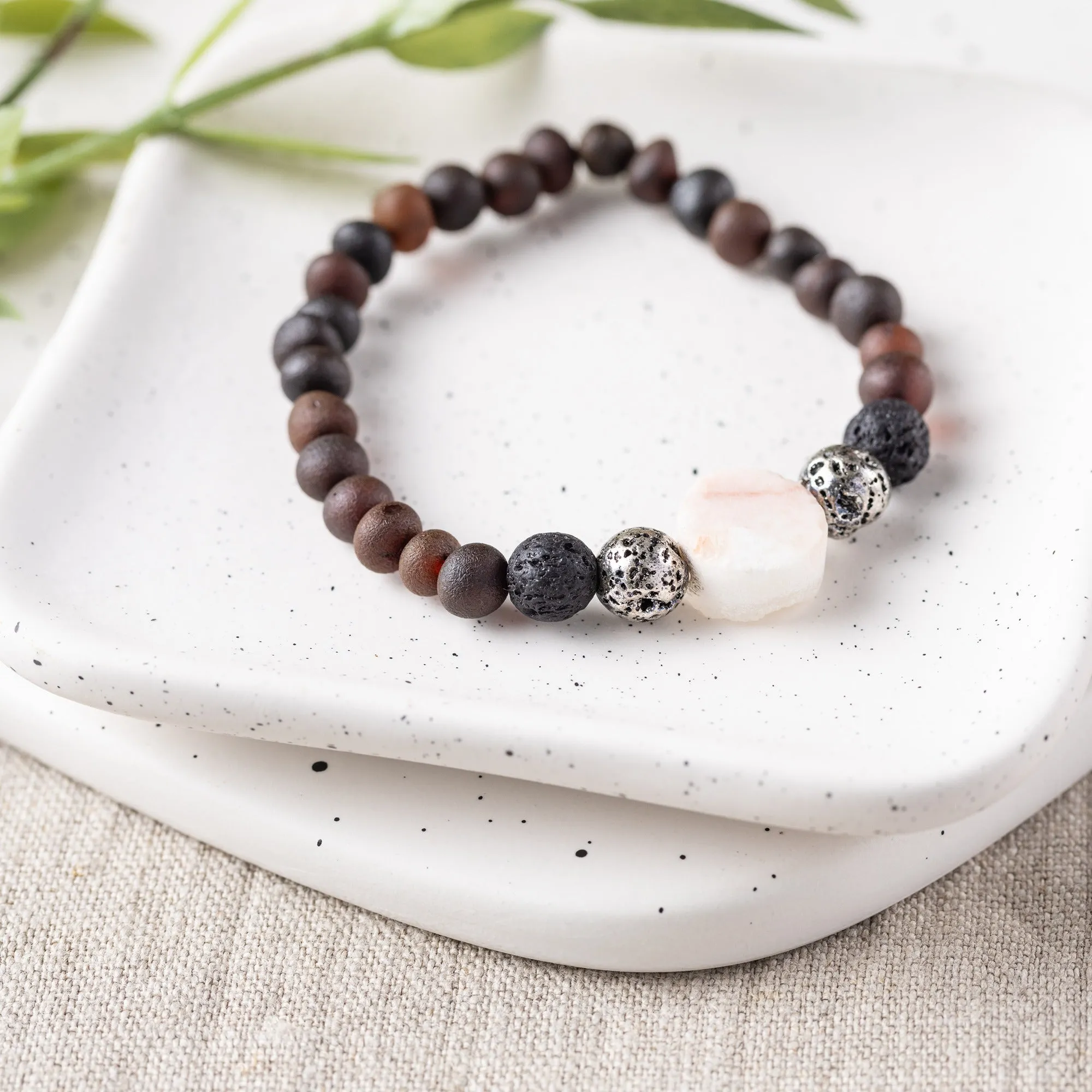 Adults | Druzy Quartz   Raw Cherry Aromatherapy Bracelet
