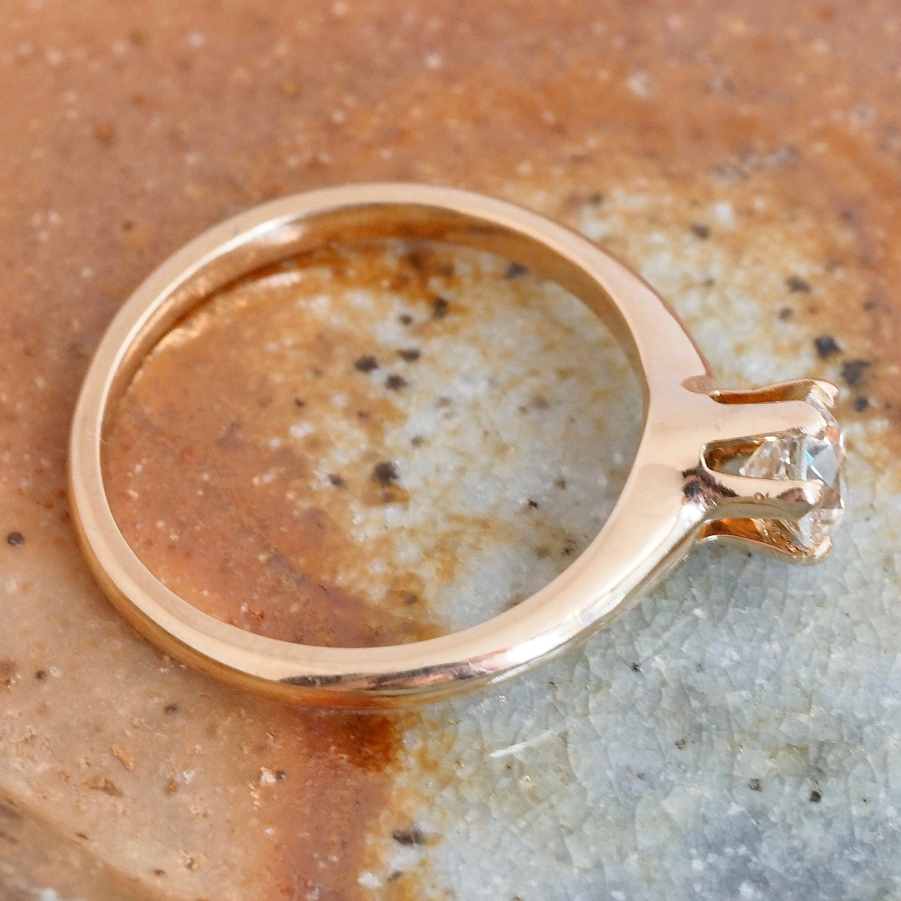 Antique 14k Gold J.R. Wood & Sons Old European Cut Diamond Solitaire Ring