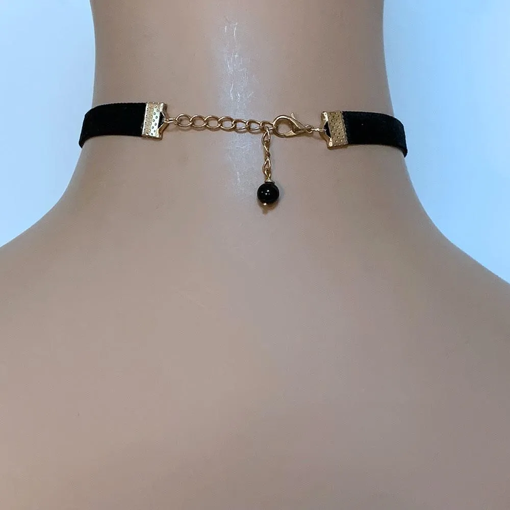 Black Velvet Choker with Gold Bar