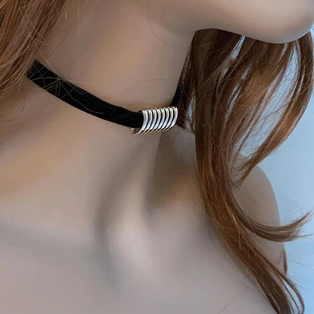 Black Velvet Choker with Gold Bar