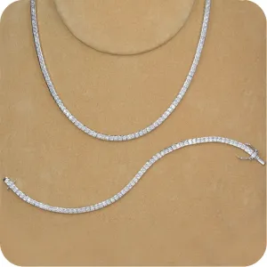 Classic Square Tennis Necklace and Bracelet Set