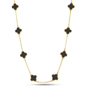 Clover Inlay Black Onyx Necklace
