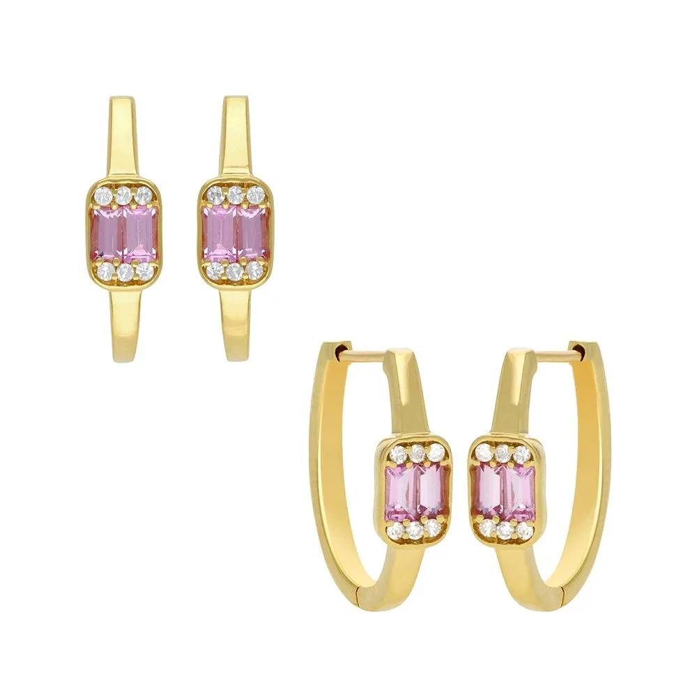 Diamond Emerald Bali Huggie Earrings 12.50x15.24mm