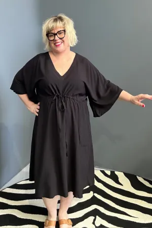 'EBONY' Drawstring Dress - Black