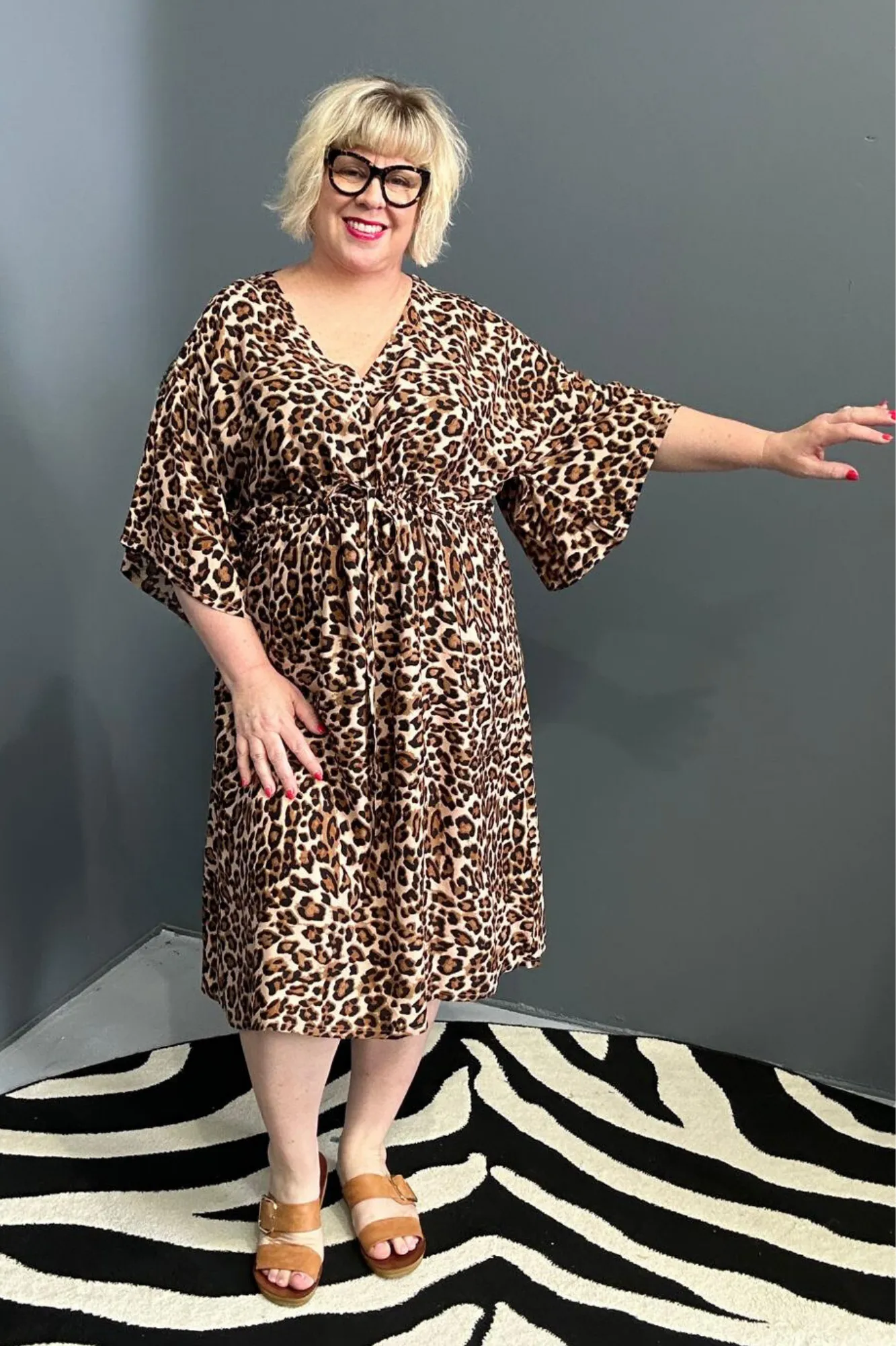 'EBONY' Drawstring Dress - Leopard