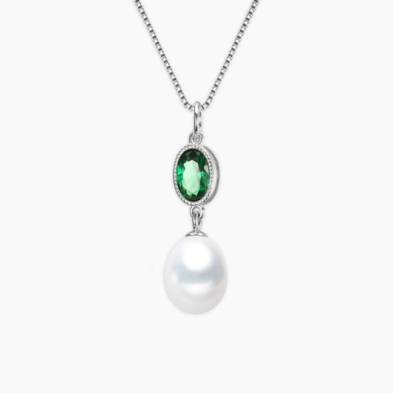 Emerald Kissed Pearl Pendant - 925 Silver - Irosk ®