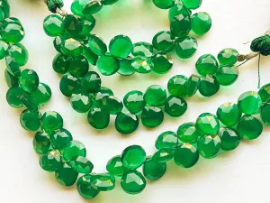 Green Onyx Heart Shape Faceted Briolette beads