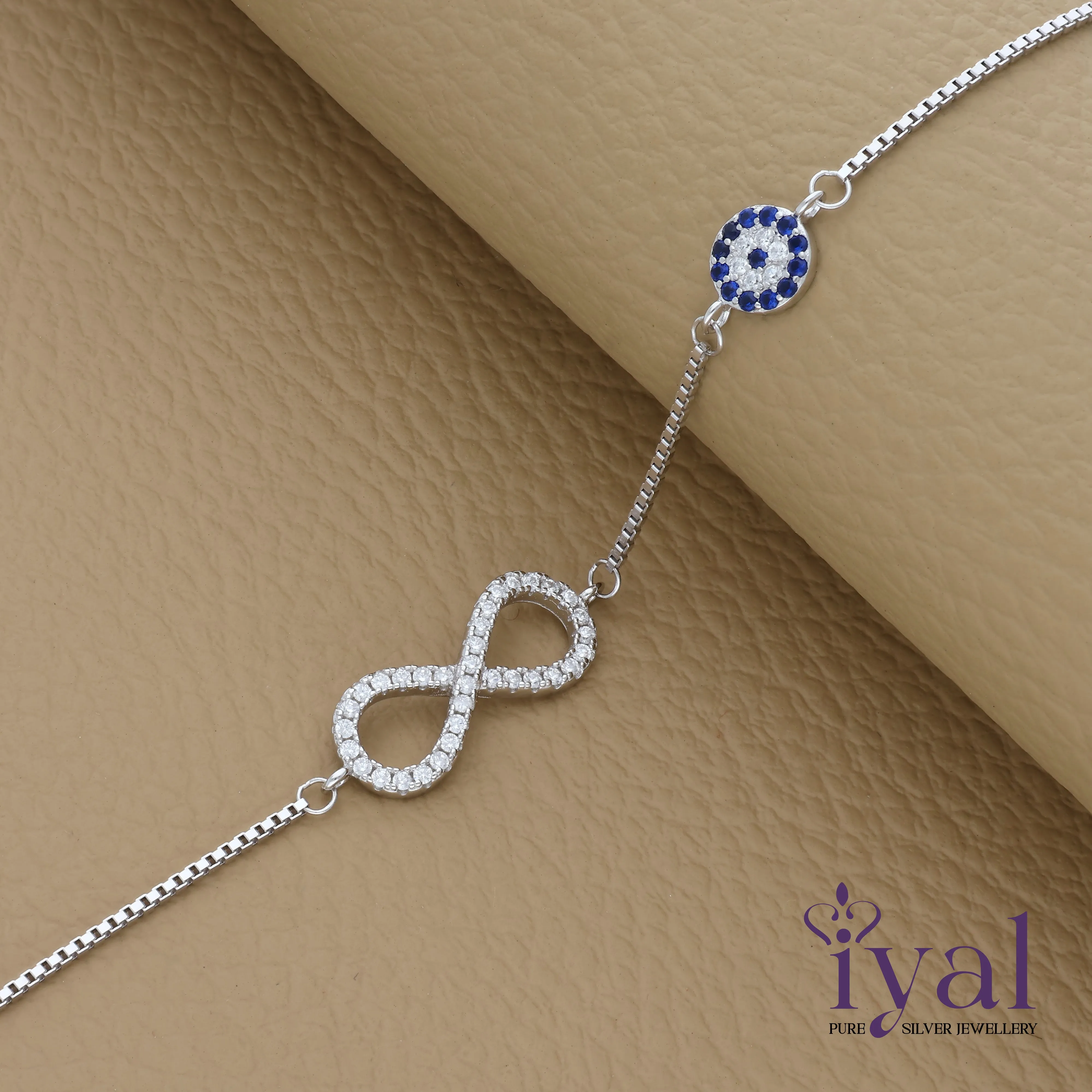 Infinity Minimal Evil Eye Silver Bracelet