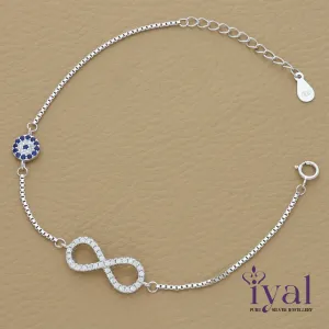 Infinity Minimal Evil Eye Silver Bracelet
