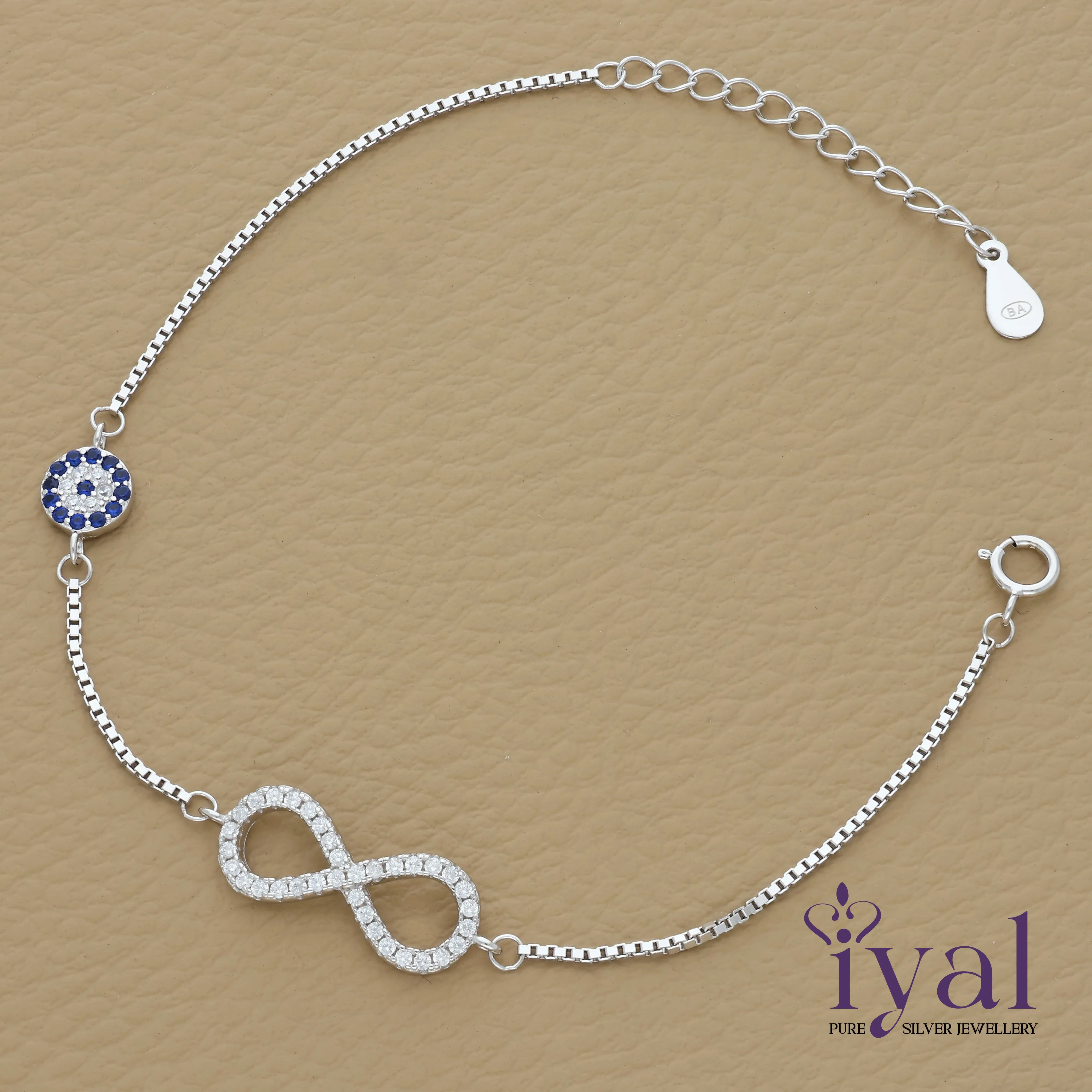 Infinity Minimal Evil Eye Silver Bracelet