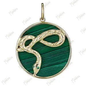 Malachite Pendant With Emerald Eye Snake