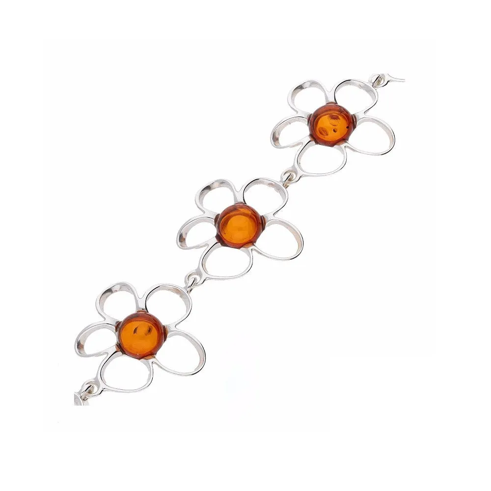 MILENA Bracelet Silver and Baltic Amber Flowers