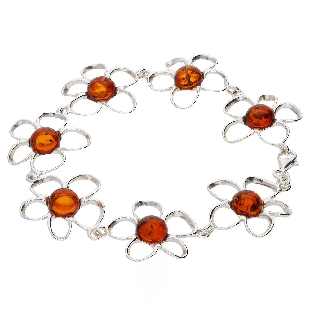 MILENA Bracelet Silver and Baltic Amber Flowers