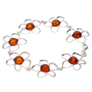 MILENA Bracelet Silver and Baltic Amber Flowers
