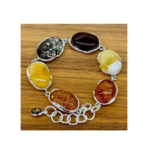 MILENA Bracelet Silver and Baltic Amber Multicolored