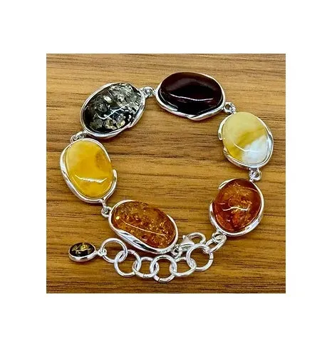 MILENA Bracelet Silver and Baltic Amber Multicolored