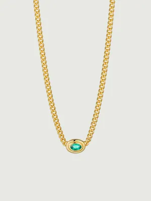 Oval Cut Lab Grown Emerald Cuban Link Chain