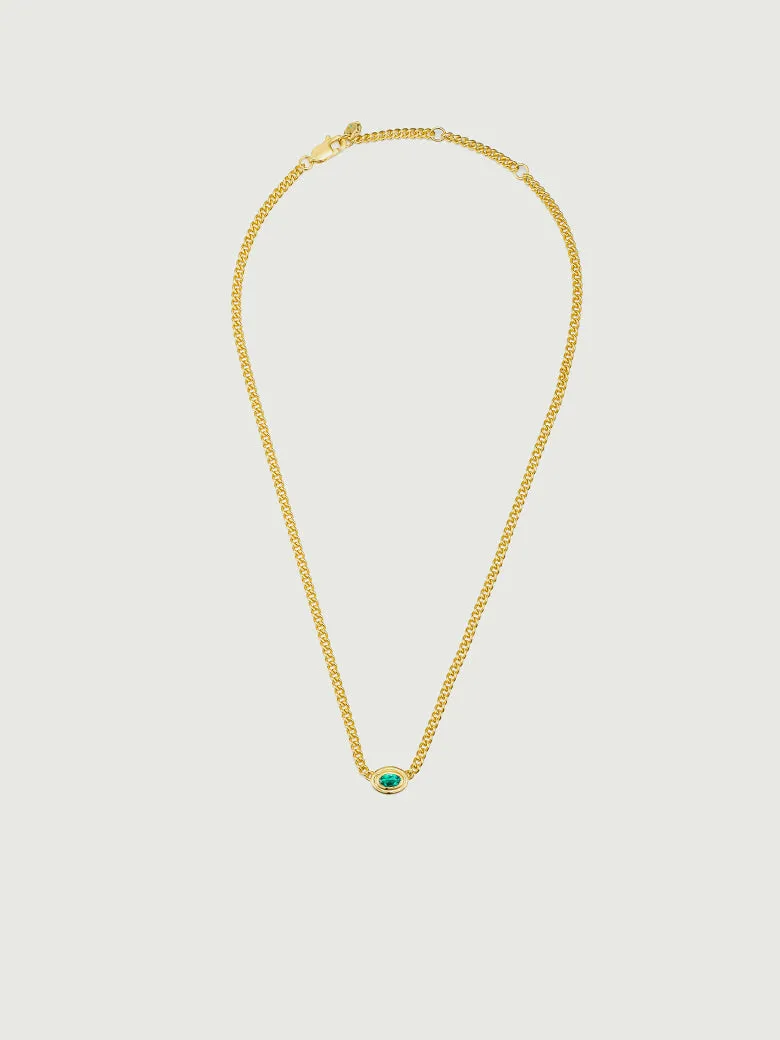 Oval Cut Lab Grown Emerald Cuban Link Chain