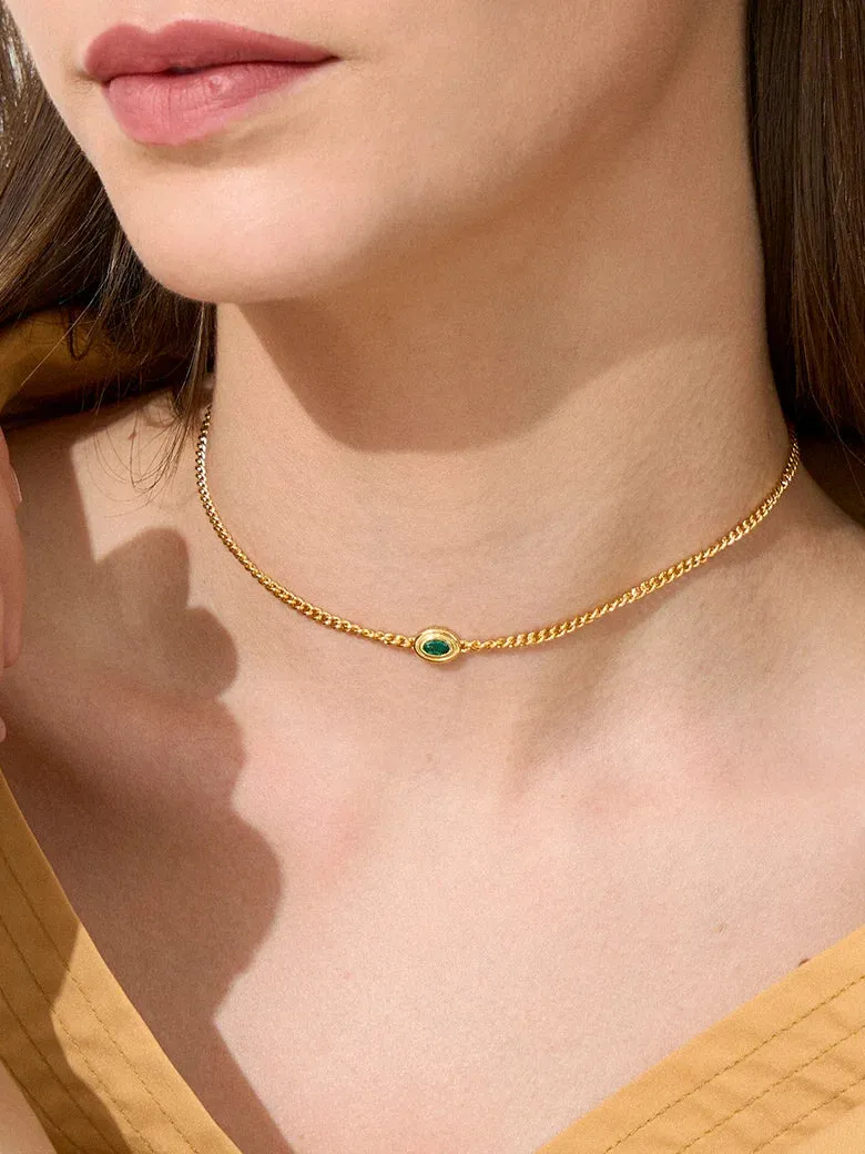 Oval Cut Lab Grown Emerald Cuban Link Chain