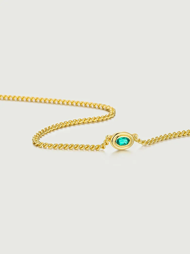 Oval Cut Lab Grown Emerald Cuban Link Chain