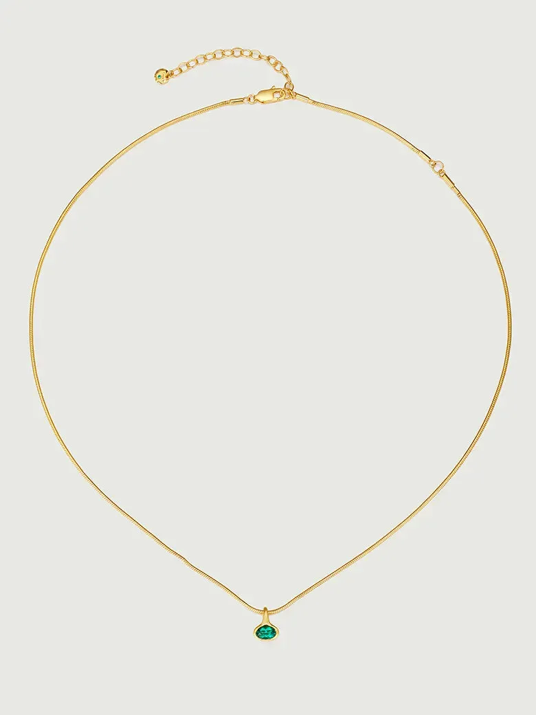 Oval Emerald Charm Necklace