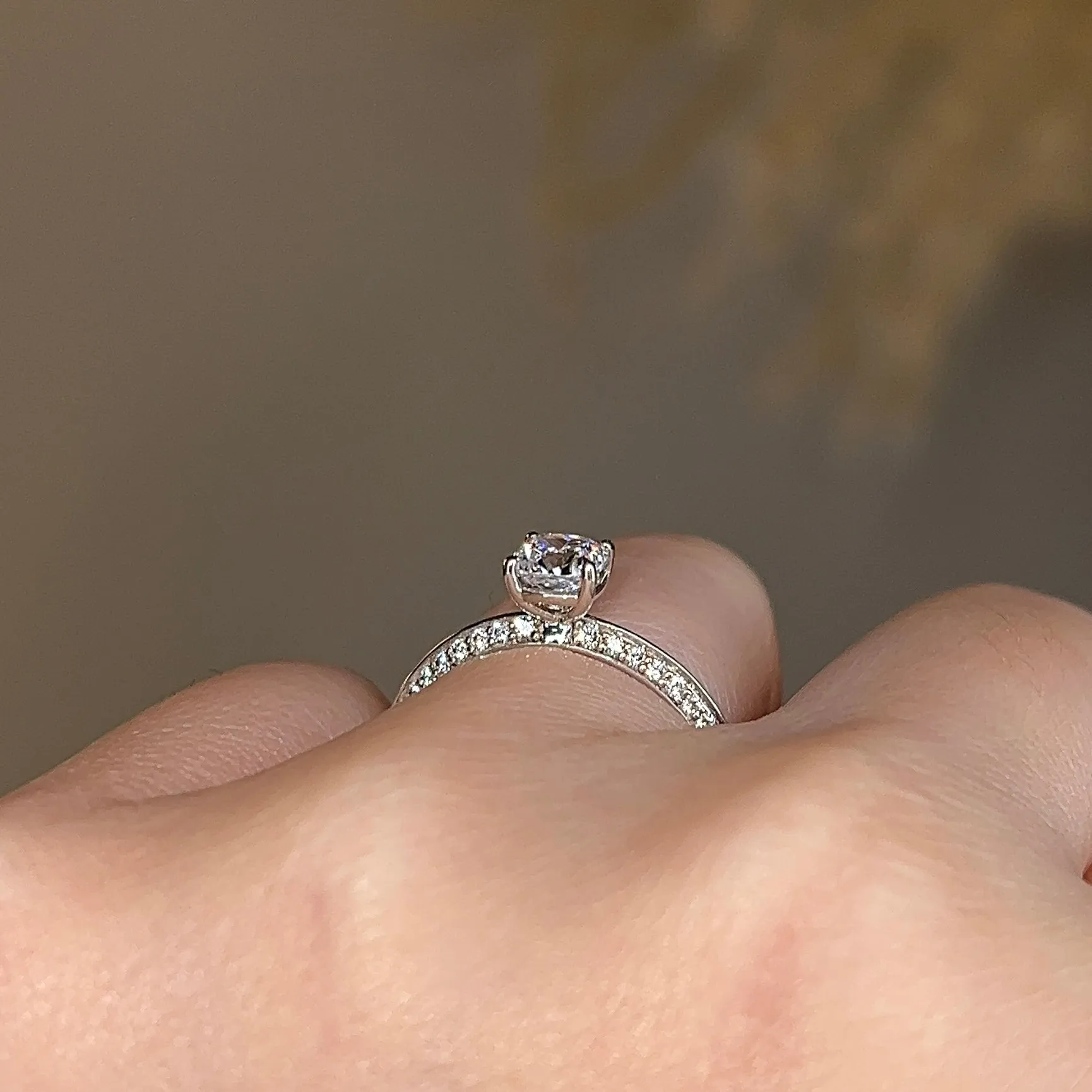 "Loana" Cushion Cut Diamond Double Row Diamond Pave Engagement Ring DSCC01