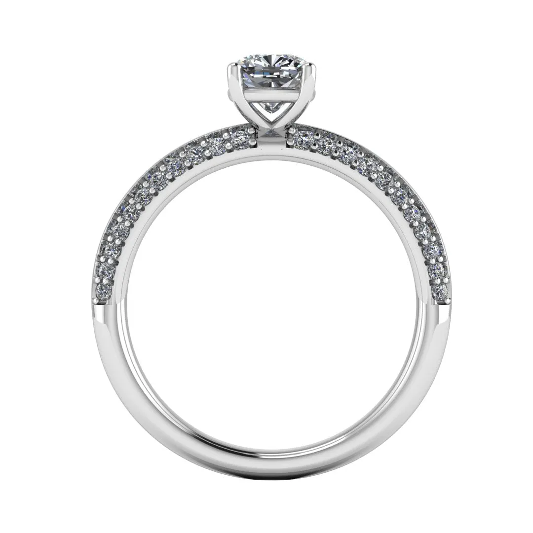"Loana" Cushion Cut Diamond Double Row Diamond Pave Engagement Ring DSCC01