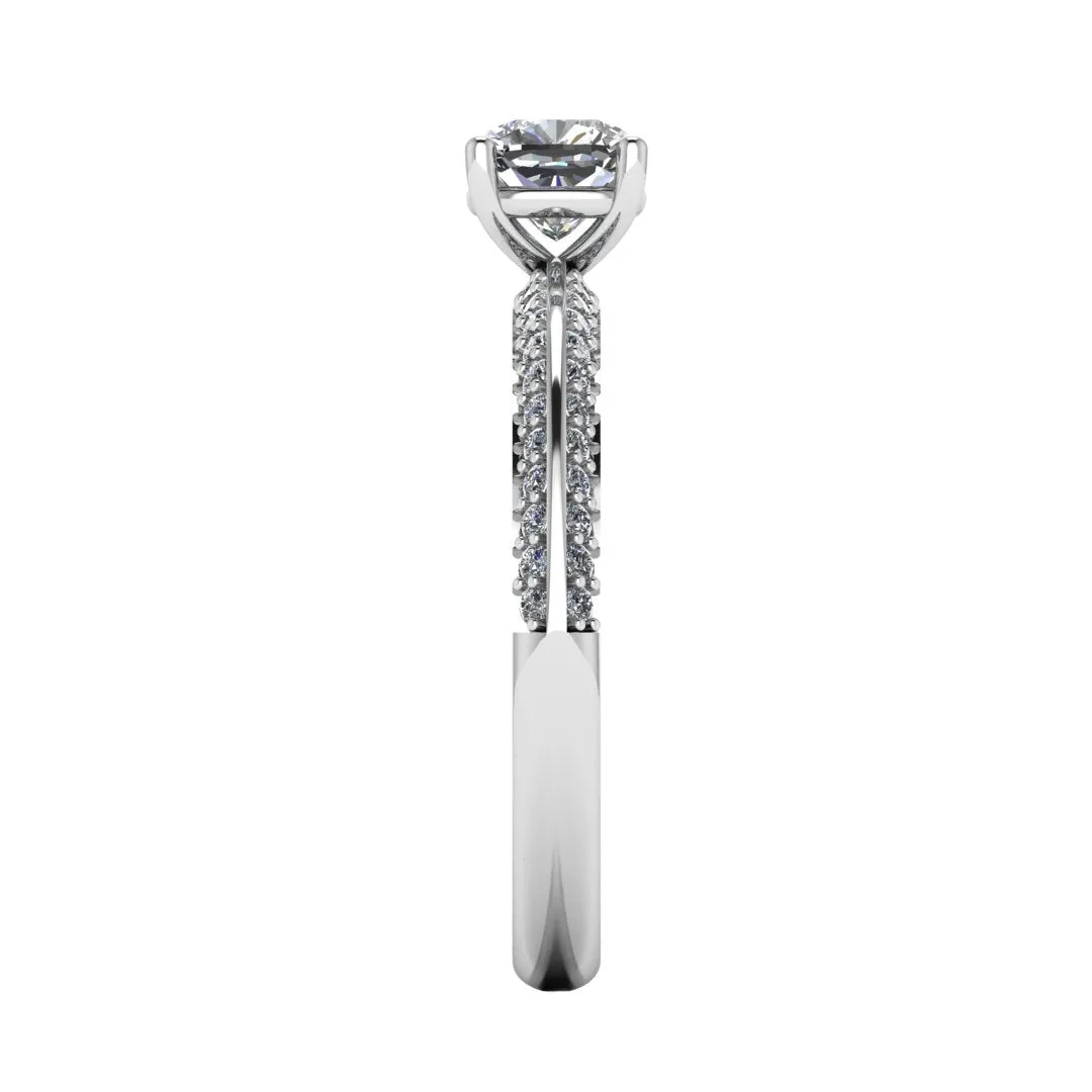 "Loana" Cushion Cut Diamond Double Row Diamond Pave Engagement Ring DSCC01