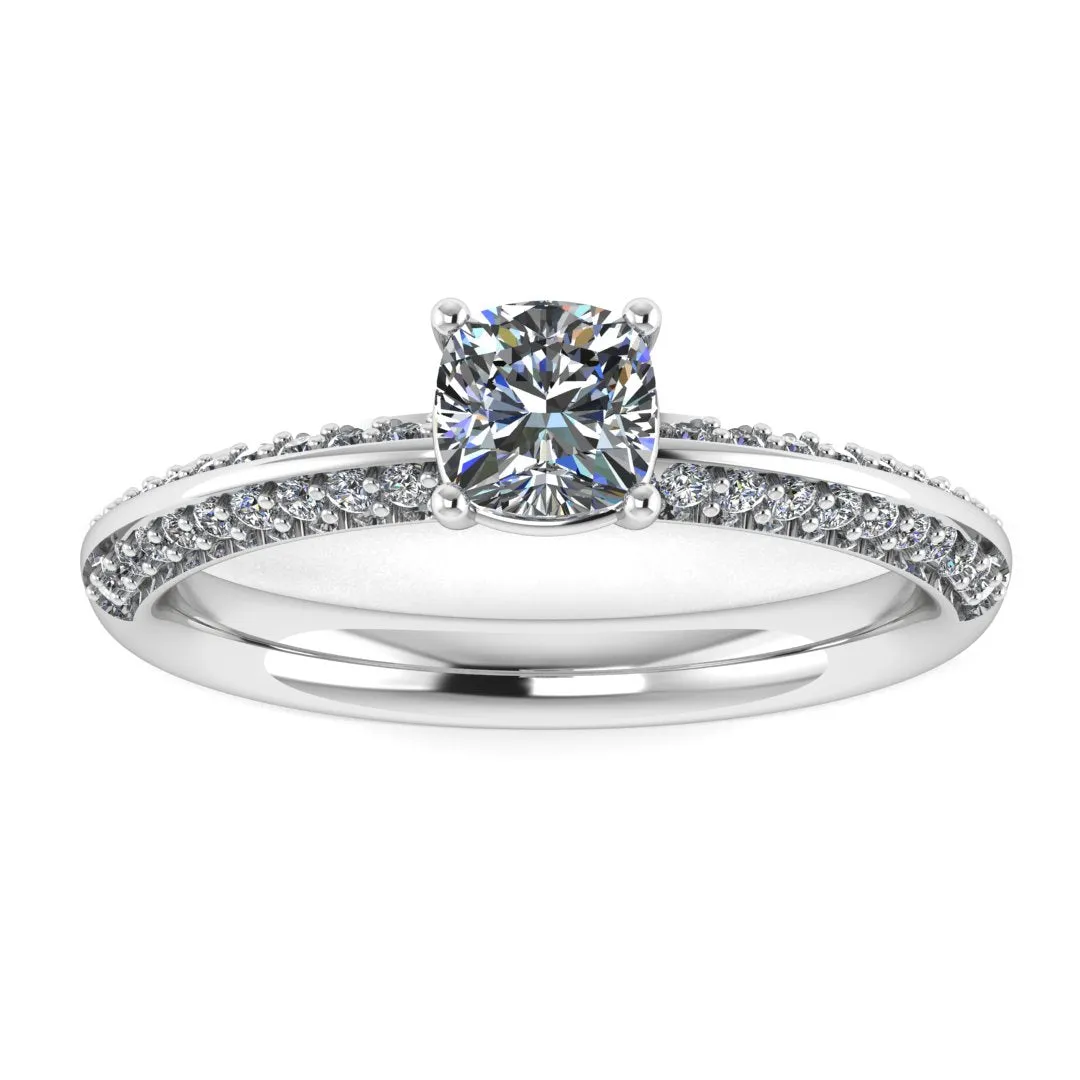"Loana" Cushion Cut Diamond Double Row Diamond Pave Engagement Ring DSCC01