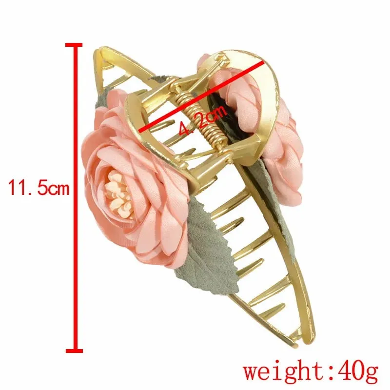 Rose Flower Hair Claw Clip Elegant