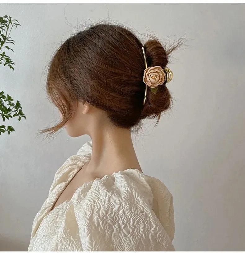 Rose Flower Hair Claw Clip Elegant
