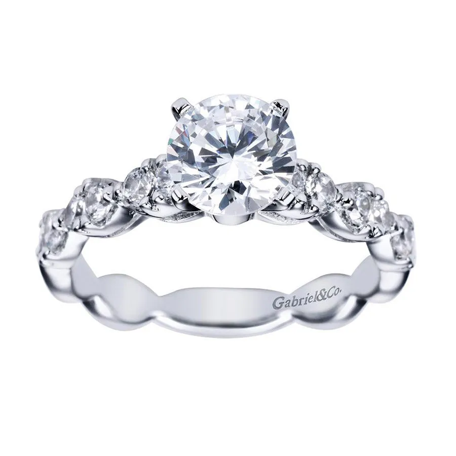 Scalloped Edge White Gold Diamond Engagement Ring