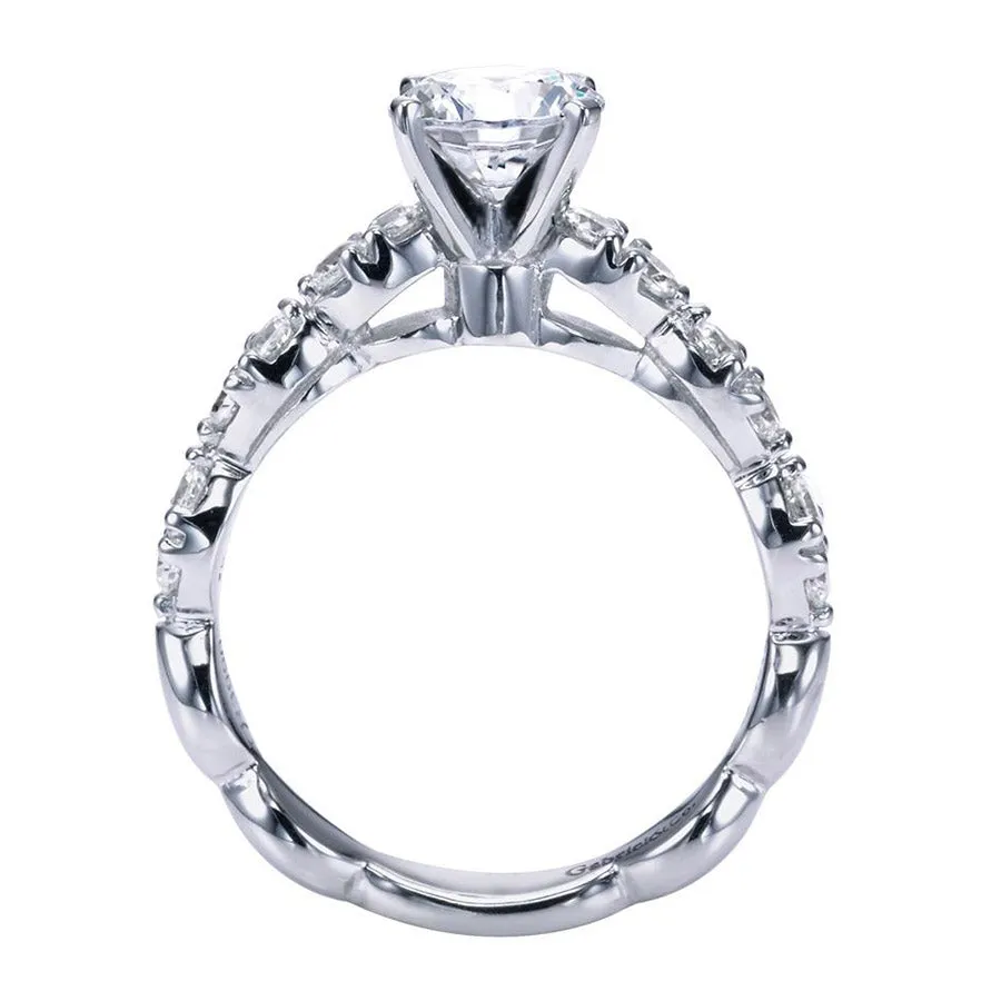 Scalloped Edge White Gold Diamond Engagement Ring