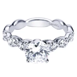 Scalloped Edge White Gold Diamond Engagement Ring