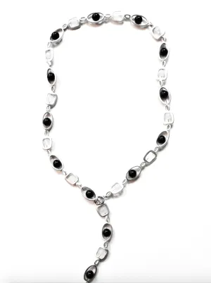 Sea Lily Silver Onyx and Agate Necklace