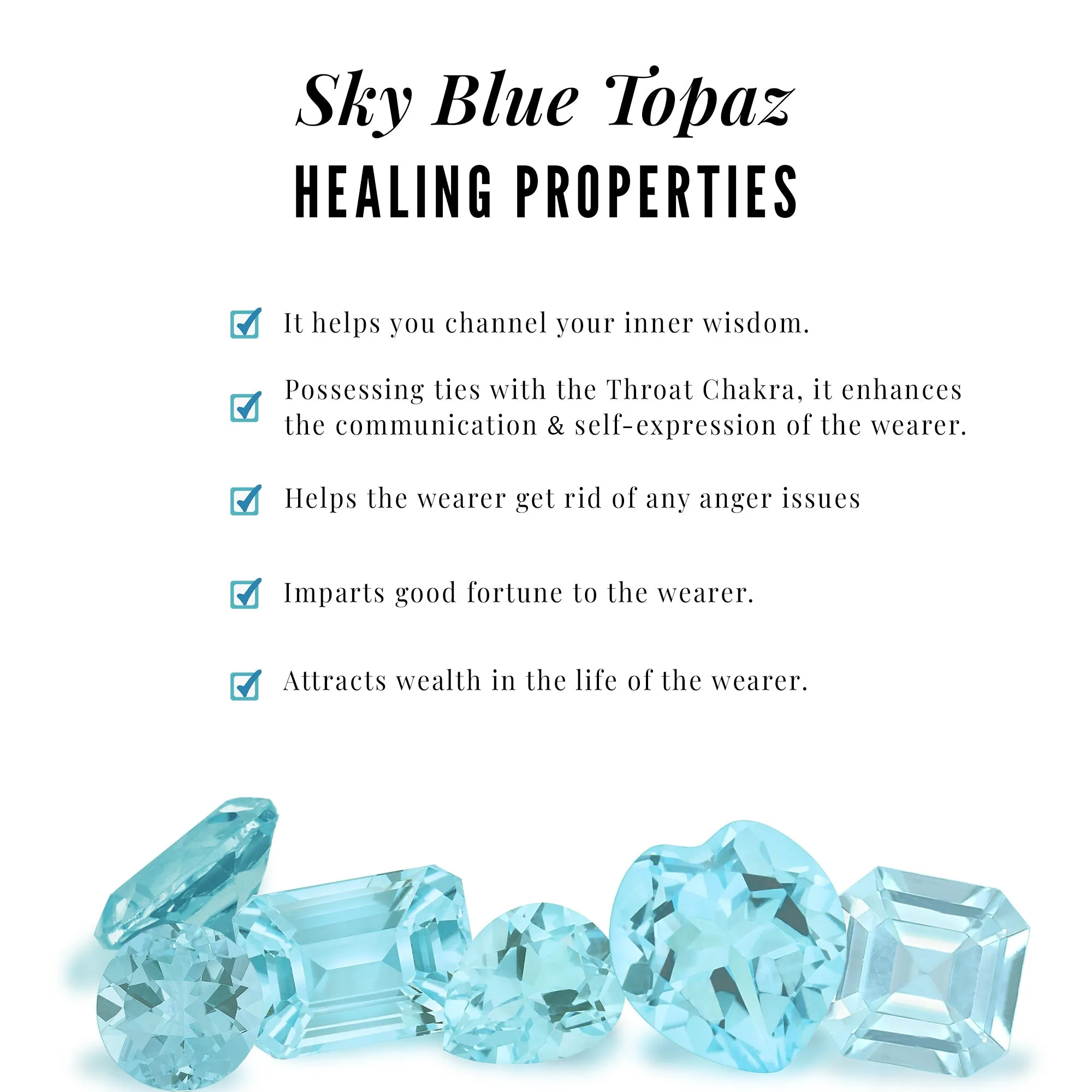 Solitaire Sky Blue Topaz Double Band Engagement Ring with Diamond