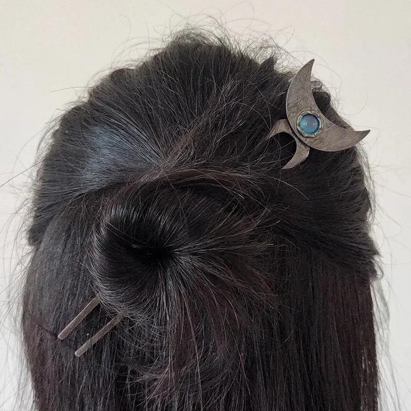Witch Dead Skull Sun Sword Hair Stick Pagan Occult Protection Hairpin Goddess Hair Jewelry Wicca Gift