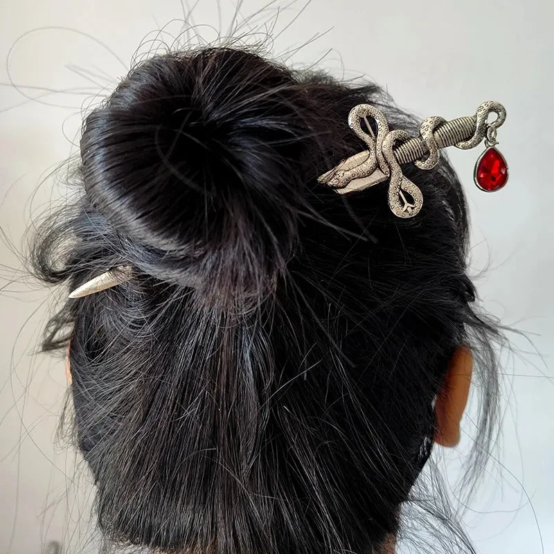 Witch Dead Skull Sun Sword Hair Stick Pagan Occult Protection Hairpin Goddess Hair Jewelry Wicca Gift