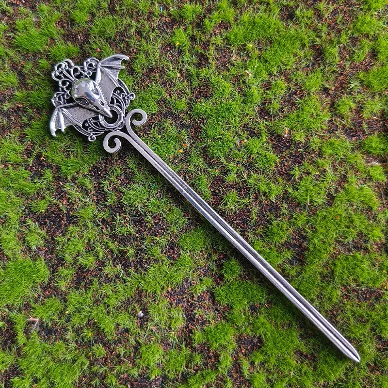 Witch Dead Skull Sun Sword Hair Stick Pagan Occult Protection Hairpin Goddess Hair Jewelry Wicca Gift
