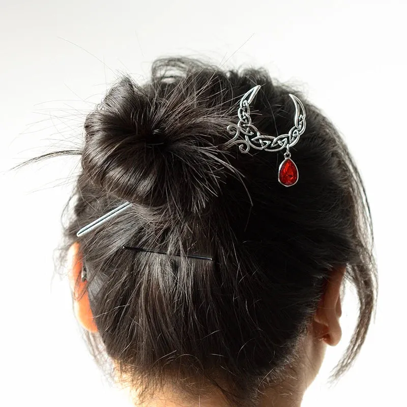 Witch Dead Skull Sun Sword Hair Stick Pagan Occult Protection Hairpin Goddess Hair Jewelry Wicca Gift